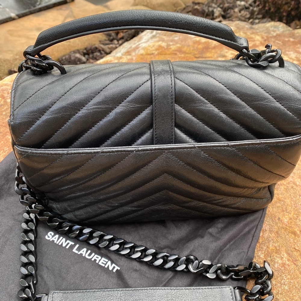 Rare Black on black YSL metalasse chevron crossbody bag purse - Picture 4 of 7